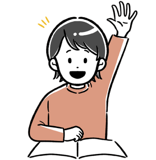 挙手している小学生男子