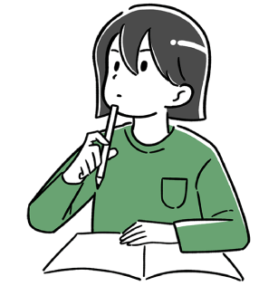 鉛筆を片手に答えを考えている女子生徒