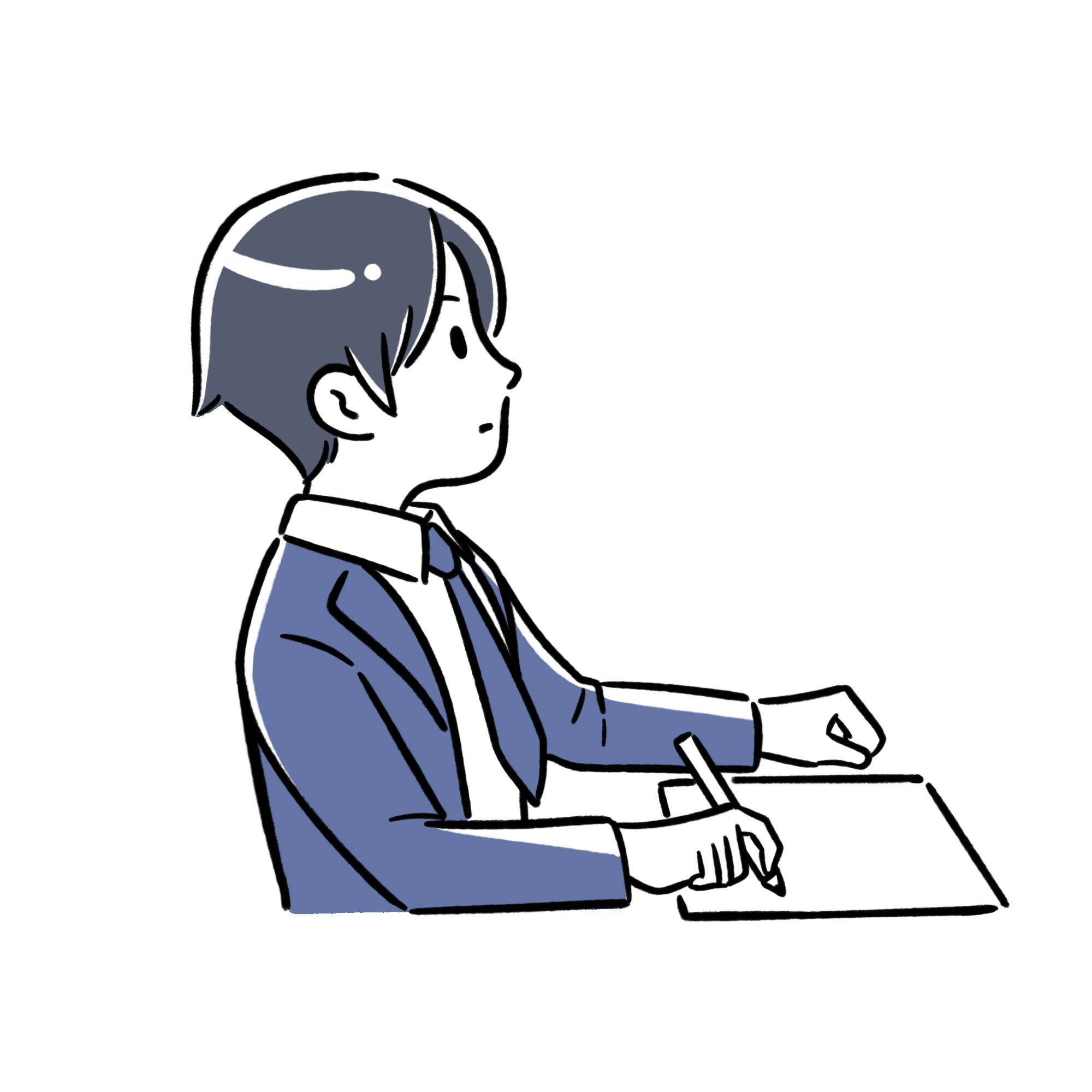 鉛筆を持って真剣に勉強している男の子